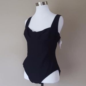 Swimsuit Meryl Lycra Black Stretchy Soft Cup Large